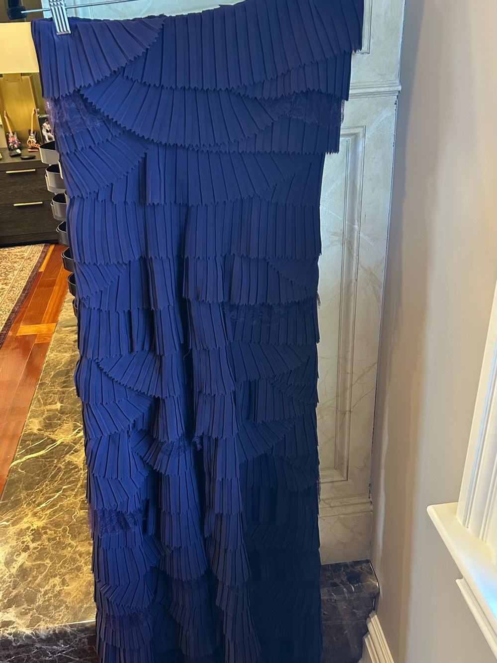 Navy Pleated Layered Maxi Dress